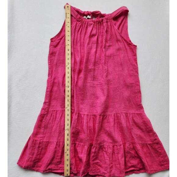 Bellambra Bright Pink Sleeveless Tiered Linen Dress Bow Coquette Elle Woods Cute - Picture 10 of 11